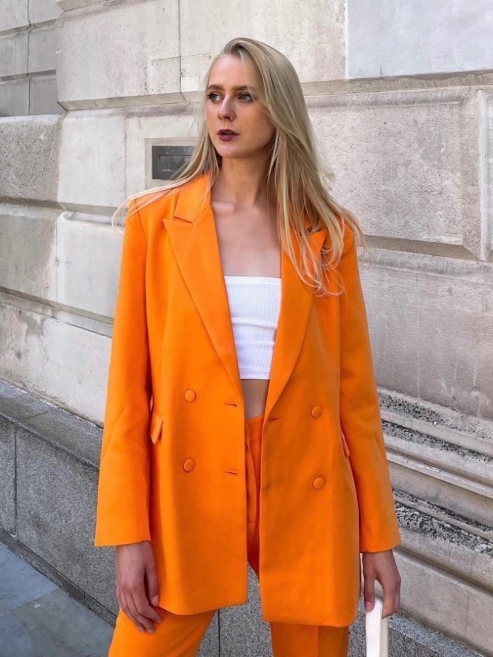 Meshki Madison Oversized Blazer in Orange Tangerine XS